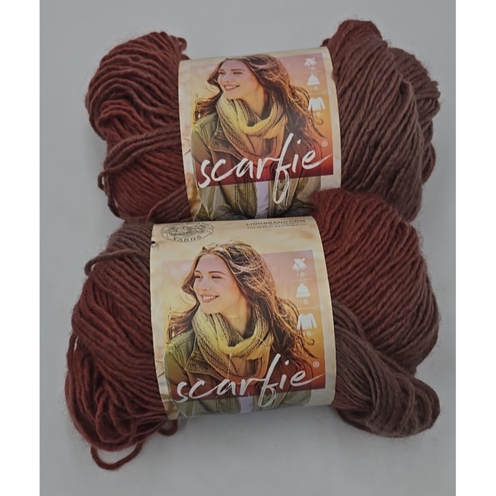 Scarfie Yarn by Lion Brand Ombre Knitting Crochet Bulky Wool Blend 2 Skeins
